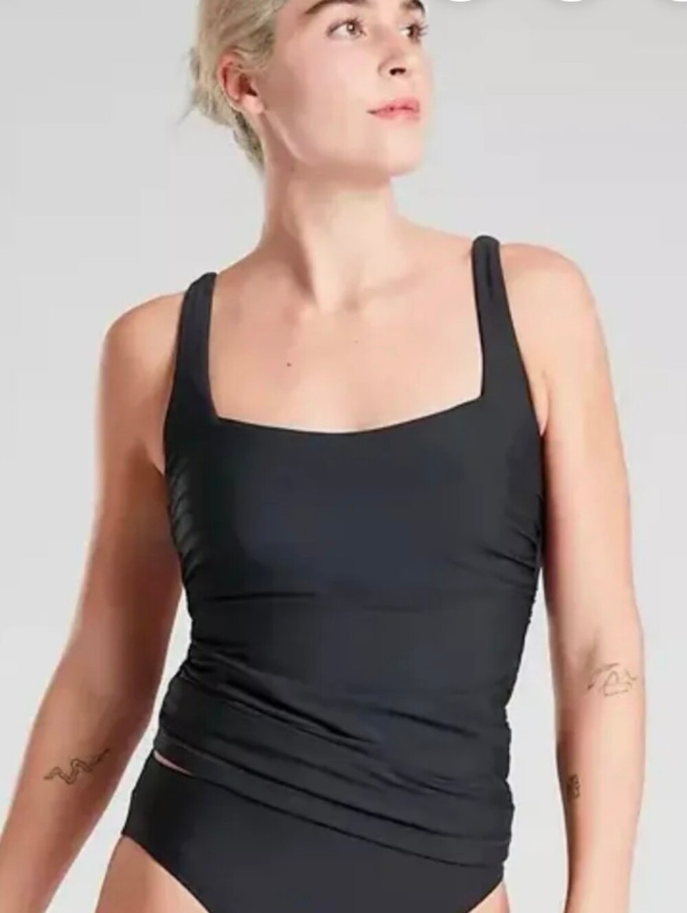 Athleta Black Square Neck Bra Cup Tankini Top 34B/C